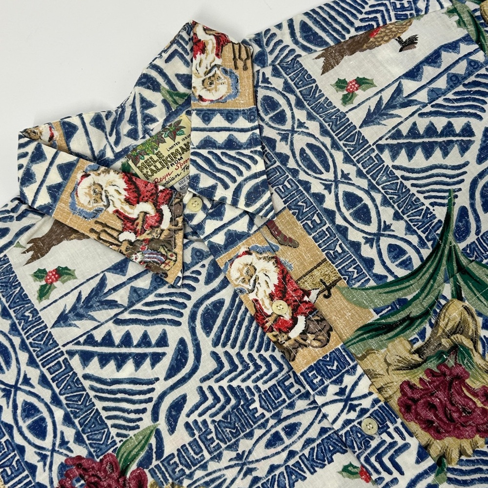 Reyn Spooner Mele Kalikimaka Hawaiian Shirt Mens XL Christmas Santa Aloha